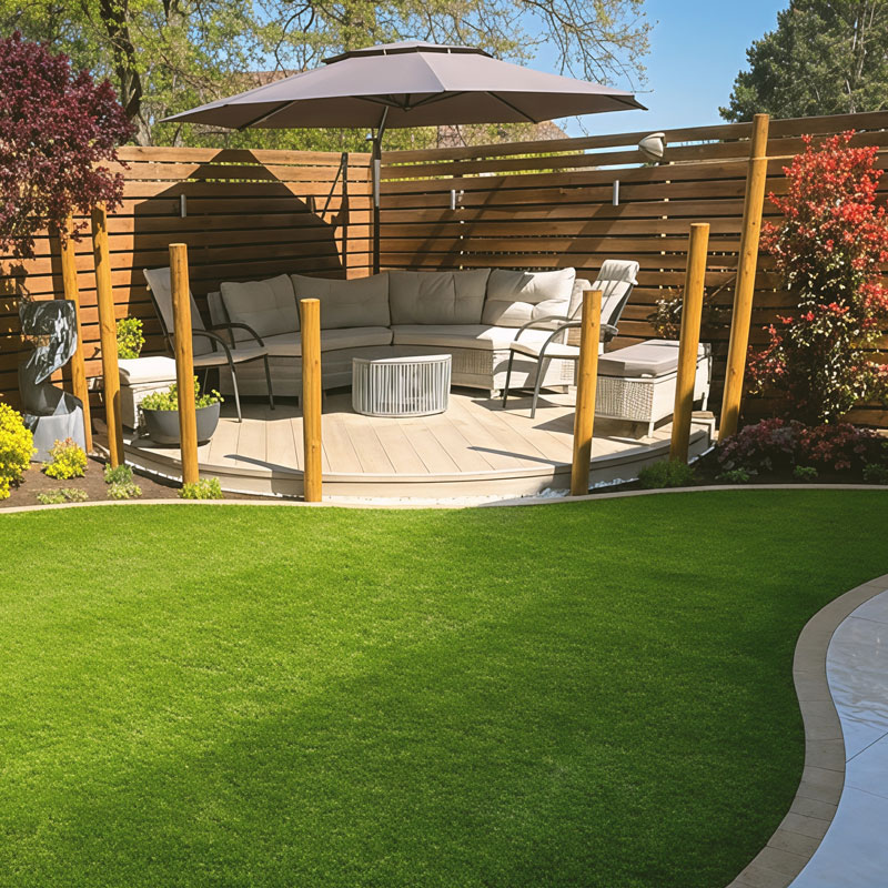 Curved tiles in a beautiful garden