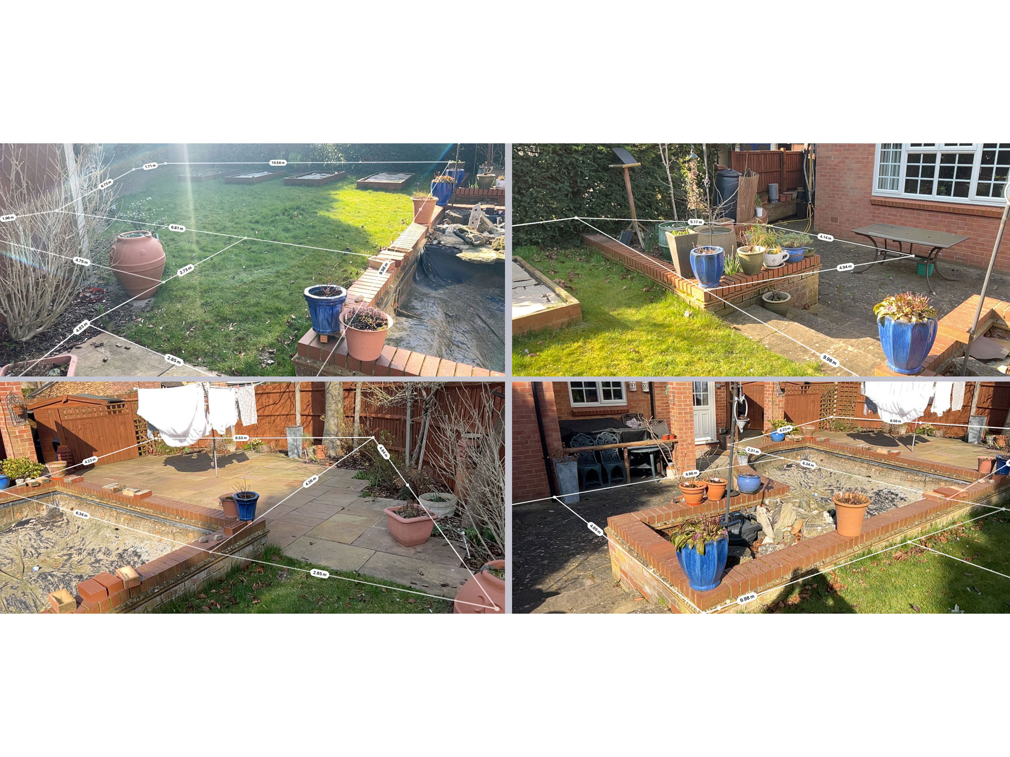Garden renovation with Millboard decking, porcelain tiles and bespoke oak garden features
