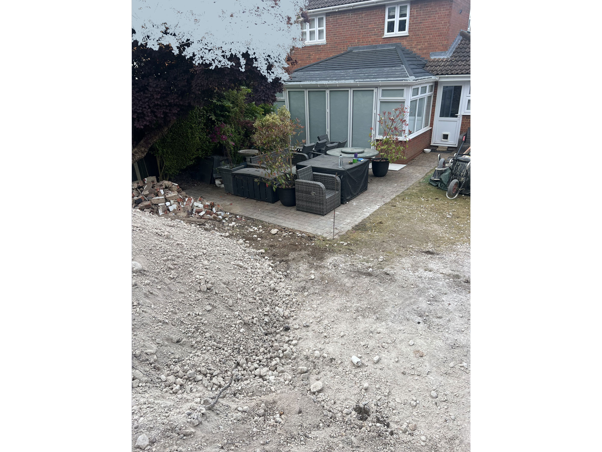 Modern porcelain tiles used to create a stylish contemporary garden patio