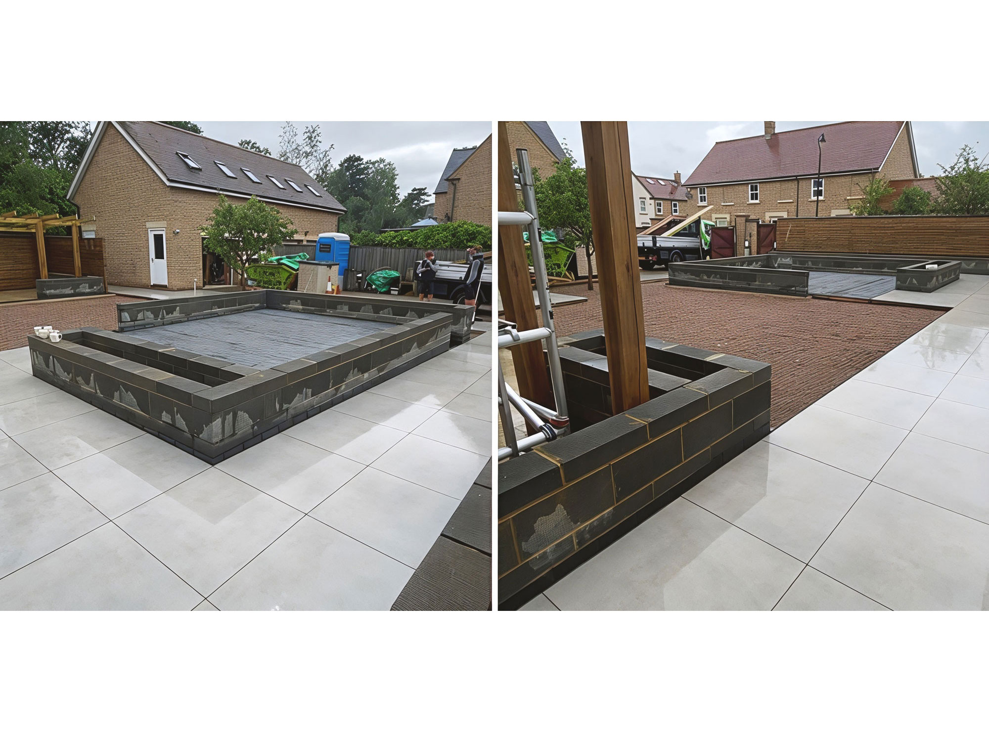 Garden planters and pergola