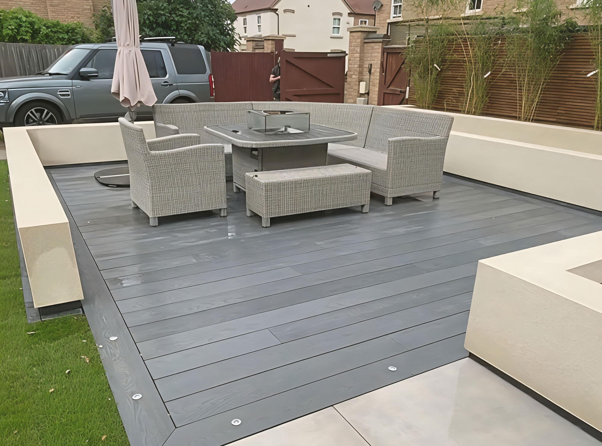 Garden planters and pergola