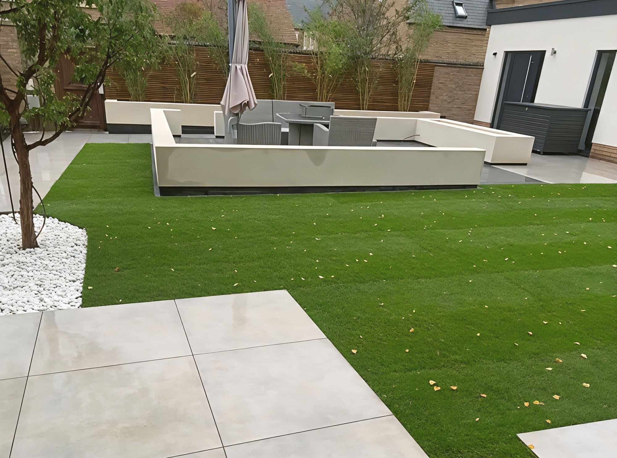 Garden planters and pergola