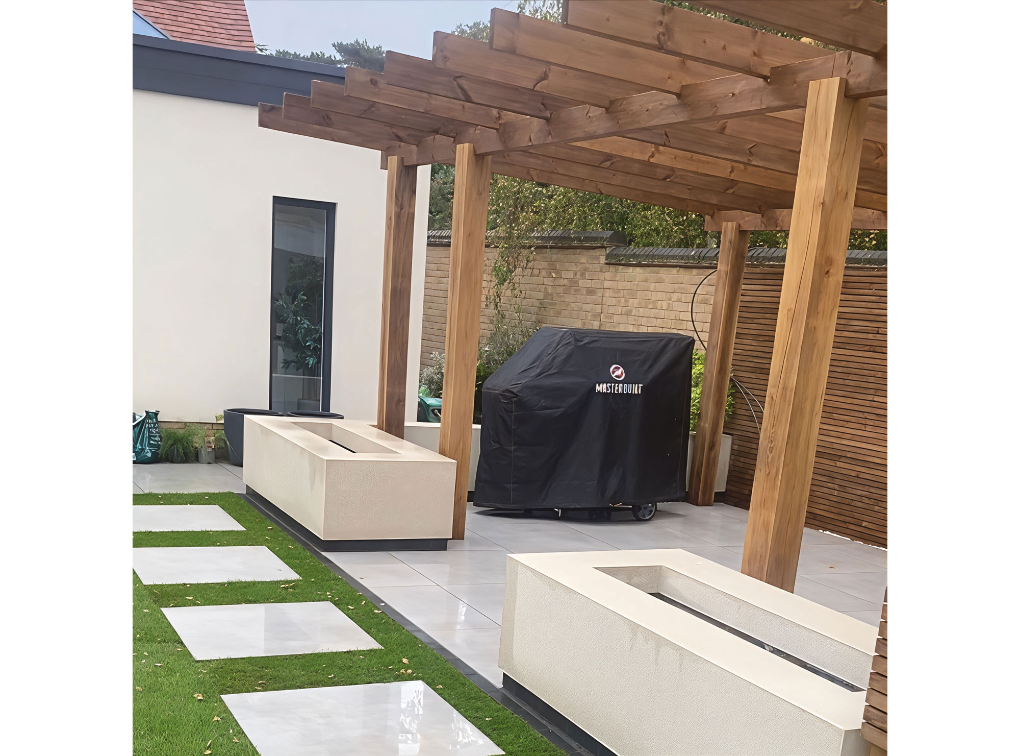 Garden planters and pergola