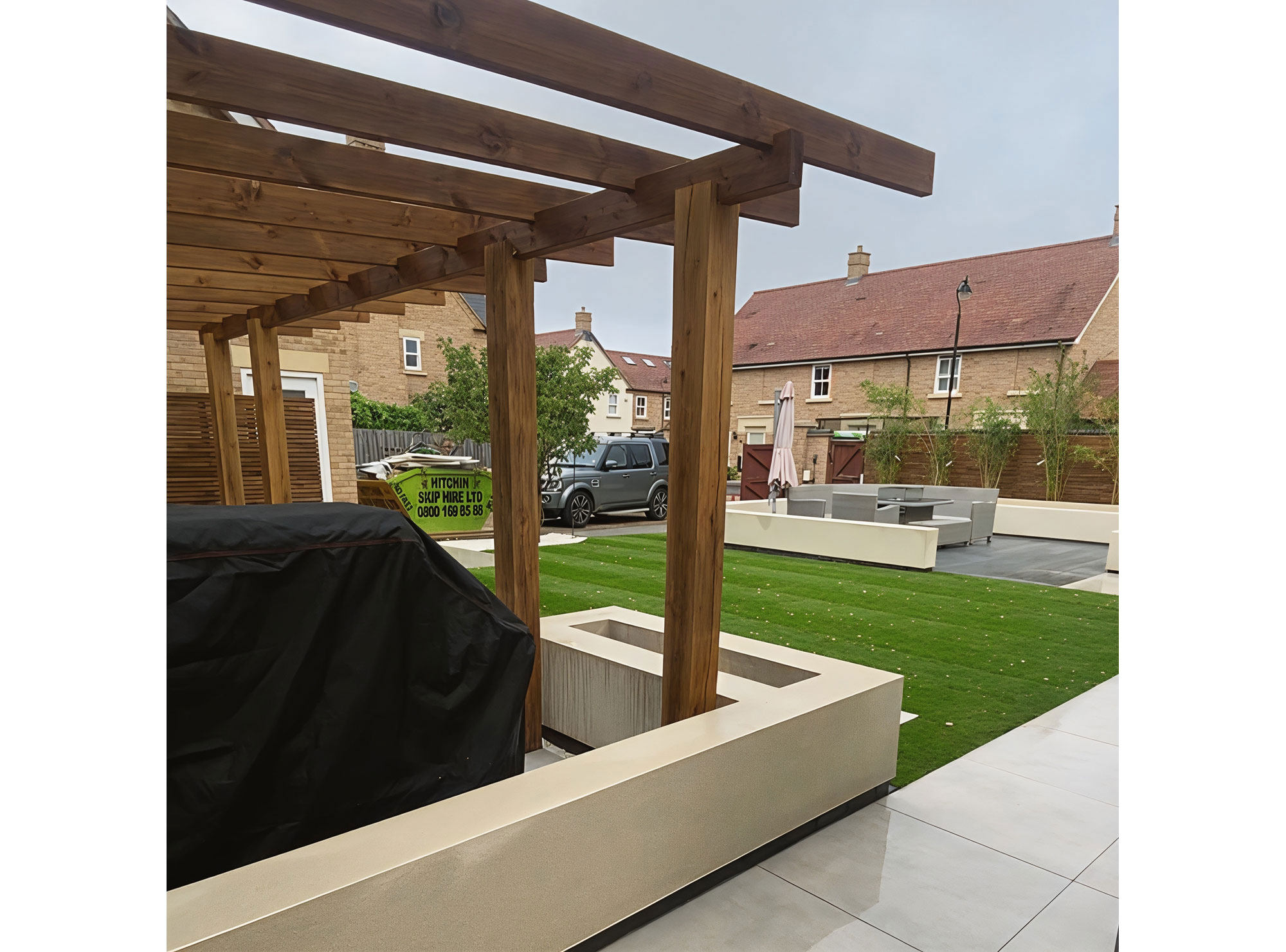 Garden planters and pergola