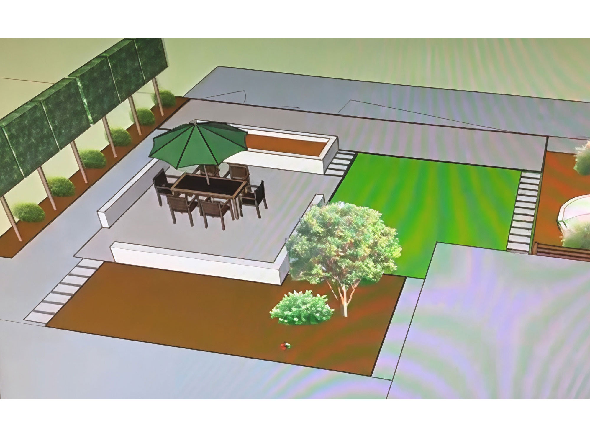 Garden planters and pergola